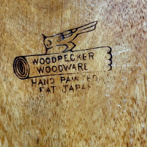 Vintage Woodpecker WoodWare Wood Box Hand Painted in Japan 6x4x5 Wooden - Picture 9 of 14